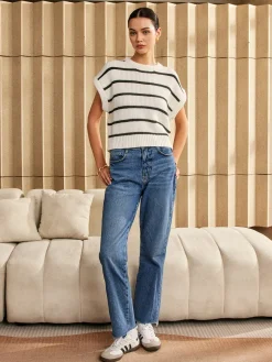 COMMENSE Striped Cap Sleeve Sweater* Sweater Vests|Sweaters & Cardigans