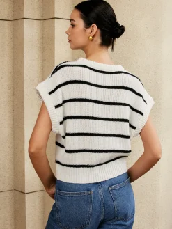 COMMENSE Striped Cap Sleeve Sweater* Sweater Vests|Sweaters & Cardigans