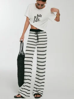COMMENSE Striped Drawstring Knit Pants* Pants|Knitwear