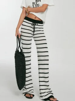COMMENSE Striped Drawstring Knit Pants* Pants|Knitwear