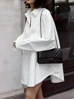 COMMENSE Striped Large Pockets Long Sleeve Shirt* Blouses & Shirts|Tops