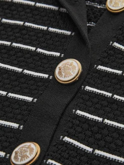 COMMENSE Striped Metal Button Long Sweater Dress* Sweater Dresses|Work Dresses