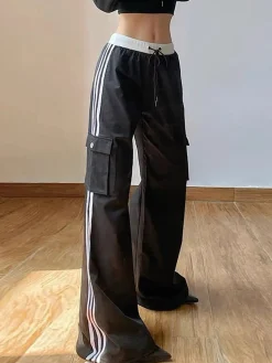 COMMENSE Striped Patchwork Drawstring Pants* Pants|Bottoms
