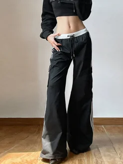 COMMENSE Striped Patchwork Drawstring Pants* Pants|Bottoms