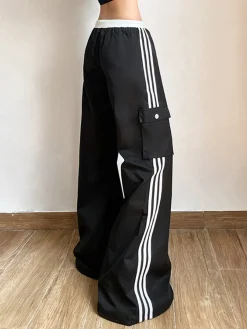 COMMENSE Striped Patchwork Drawstring Pants* Pants|Bottoms