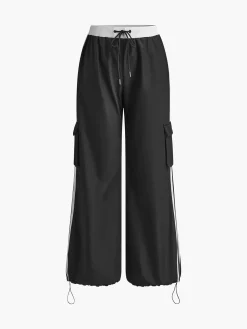 COMMENSE Striped Patchwork Drawstring Pants* Pants|Bottoms