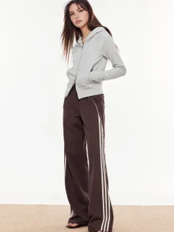 COMMENSE Striped Patchwork Elastic Waist Pants* Pants|Bottoms
