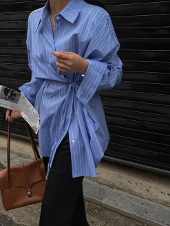 COMMENSE Striped Print Button Front Shirt* Blouses & Shirts|Tops