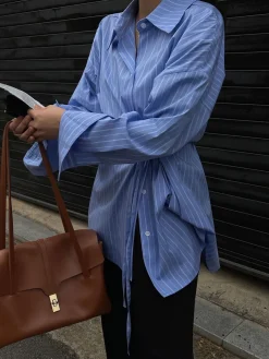 COMMENSE Striped Print Button Front Shirt* Blouses & Shirts|Tops