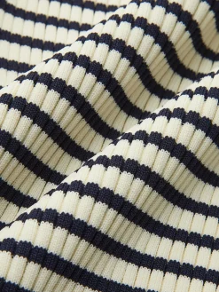 COMMENSE Striped Ruffle-Sleeve Knit Top* Sweater Tops|Sweaters & Cardigans