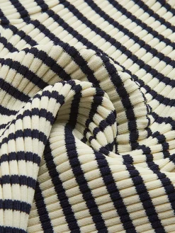 COMMENSE Striped Ruffle-Sleeve Knit Top* Sweater Tops|Sweaters & Cardigans
