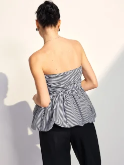 COMMENSE Striped Strapless Bubble Tank Top* Tank Tops & Camis|Tops