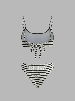 COMMENSE Striped Tie Back Bikini Set* Swimwear|Tops
