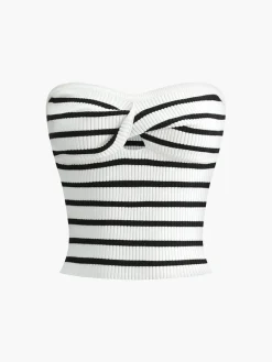 COMMENSE Striped Twist Detail Tube Top* Tank Tops & Camis|Tops