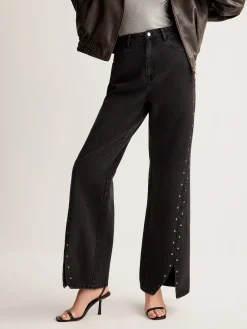 COMMENSE Studded Wide-Leg Denim Jeans* Jeans|Pants