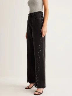 COMMENSE Studded Wide-Leg Denim Jeans* Jeans|Pants