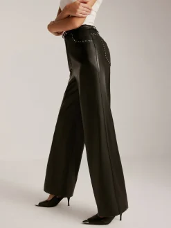 COMMENSE Studded-Decor PU Leather Straight Pants* Pants|Bottoms
