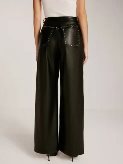 COMMENSE Studded-Decor PU Leather Straight Pants* Pants|Bottoms