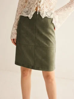 COMMENSE Suede A-Line Skirt Without Belt* Skirts|Matching Sets