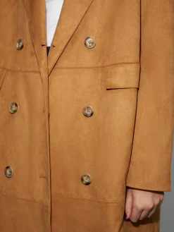 COMMENSE Suede Button Long Blazer* Outerwear|Blazers