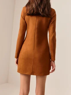 COMMENSE Suede Metal-Detail Short Dress* Casual Dresses|Work Dresses