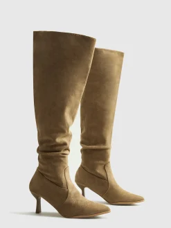 COMMENSE Suede Ruched Knee-High Boots* Shoes|Accessories