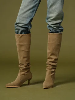 COMMENSE Suede Ruched Knee-High Boots* Shoes|Accessories