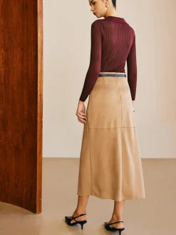 COMMENSE Suede Straight Skirt Without Belt* Skirts|Bottoms