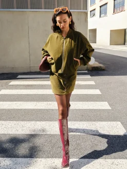 COMMENSE Suede Zipper Mini Skirt* Skirts