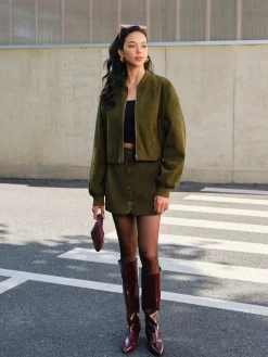 COMMENSE Suede Zipper Short Jacket* Outerwear|Jackets