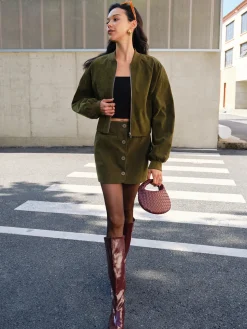 COMMENSE Suede Zipper Short Jacket* Outerwear|Jackets