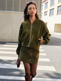 COMMENSE Suede Zipper Short Jacket* Outerwear|Jackets