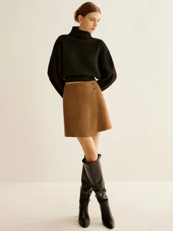 COMMENSE Suede Zipper Wrap Skirt* Skirts|Bottoms
