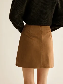 COMMENSE Suede Zipper Wrap Skirt* Skirts|Bottoms
