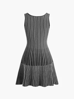 COMMENSE Summer Contrast Trim Striped Short Dress* Black Dresses|Casual Dresses