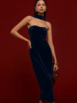 COMMENSE Sweetheart Backless Velvet Dress* Black Dresses|Cocktail & Party Dresses