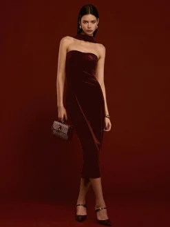 COMMENSE Sweetheart Backless Velvet Dress* Cocktail & Party Dresses|Midi Dresses
