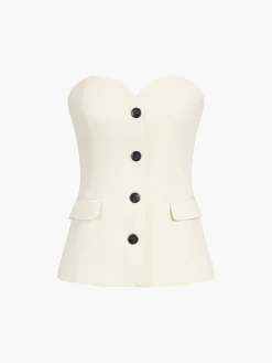 COMMENSE Sweetheart Button Up Tube Top* Tank Tops & Camis|Matching Sets