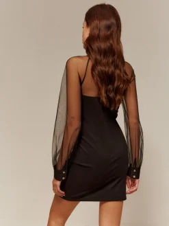 COMMENSE Sweetheart Sheer-Detail Slim Dress* Cocktail & Party Dresses|Short Dresses