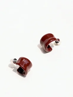 COMMENSE Textured Enamel C-Shaped Earrings* Earrings|Accessories