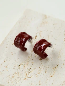 COMMENSE Textured Enamel C-Shaped Earrings* Earrings|Accessories