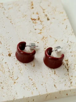 COMMENSE Textured Enamel C-Shaped Earrings* Earrings|Accessories