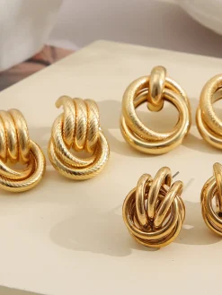 COMMENSE Three-Piece Cross Hoop Drop Earrings* Earrings|Accessories