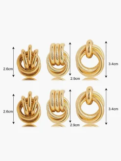 COMMENSE Three-Piece Cross Hoop Drop Earrings* Earrings|Accessories