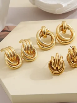 COMMENSE Three-Piece Cross Hoop Drop Earrings* Earrings|Accessories