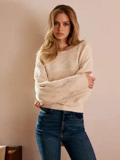 COMMENSE Tie Back Cable Knit Top* Sweater Tops|Sweaters & Cardigans