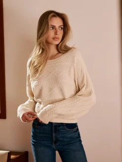 COMMENSE Tie Back Cable Knit Top* Sweater Tops|Sweaters & Cardigans