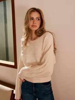 COMMENSE Tie Back Cable Knit Top* Sweater Tops|Sweaters & Cardigans
