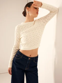 COMMENSE Tie Back Crop Sweater* Sweater Tops|Sweaters & Cardigans