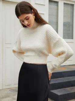 COMMENSE Tie Back Mock Neck Sweater* Sweater Tops|Sweaters & Cardigans